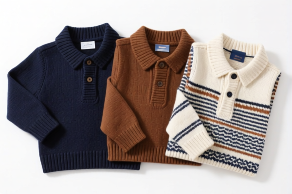 Boys' knitted shirts of other textile materials
