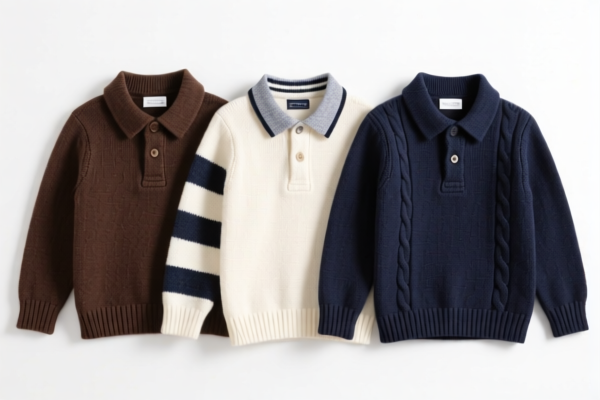 Boys' knitted shirts of other textile materials