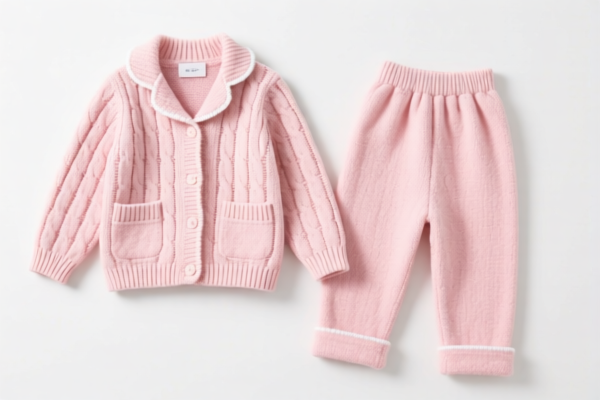 Girls' Solid Color Knitted Pajamas