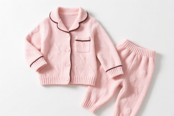 Girls' Solid Color Knitted Pajamas