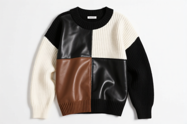 Girls' Leather Blended Knitted Sweater