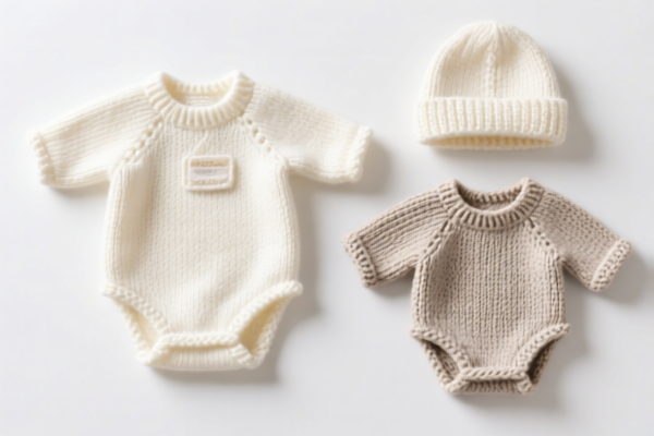 Knitted or crocheted baby garments of other textile materials