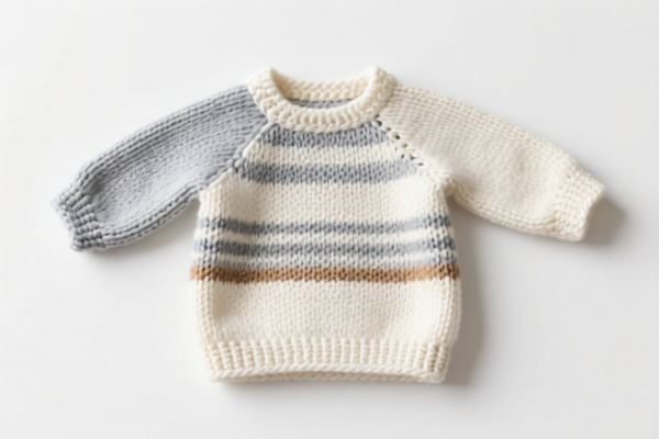 Knitted or crocheted baby garments of other textile materials