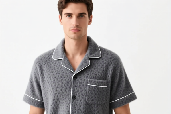 Men's Wool_Fine Animal Hair Short Sleeve Pajamas