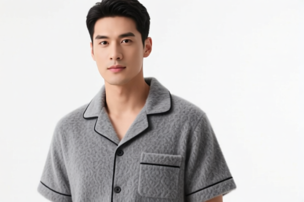 Men's Wool_Fine Animal Hair Short Sleeve Pajamas