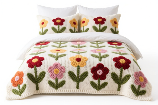 Knitted floral pattern bed linen