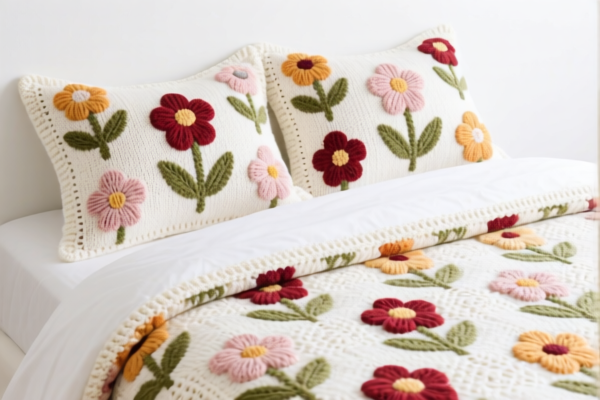 Knitted floral pattern bed linen