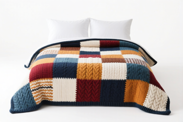 Knitted patchwork pattern bed linen
