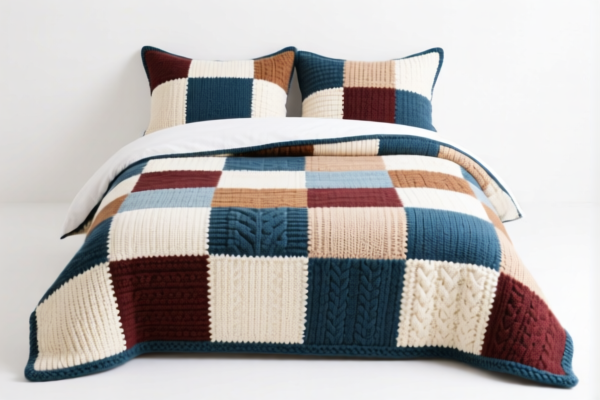 Knitted patchwork pattern bed linen