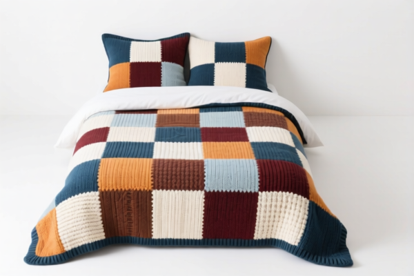 Knitted patchwork pattern bed linen