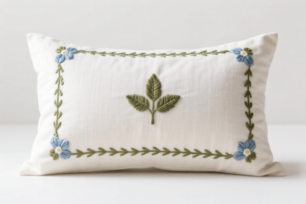 Embroidered Cotton Bolster Pillowcase