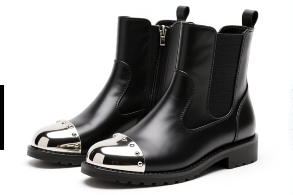 Rubber_Plastic Ankle Boots with Metal Toe