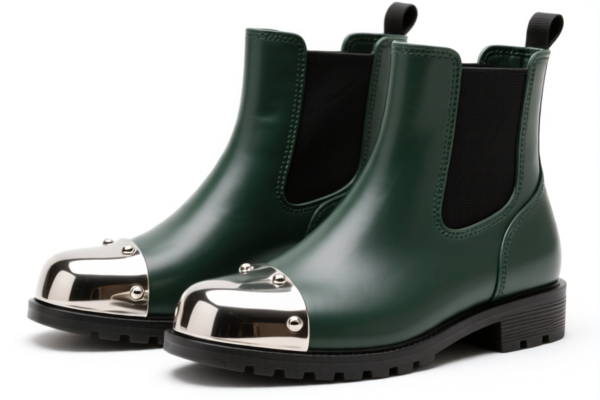 Rubber_Plastic Ankle Boots with Metal Toe