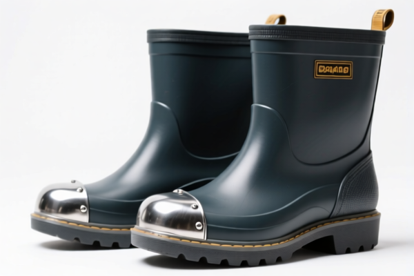 Industrial rubber or plastics footwear with metal toe