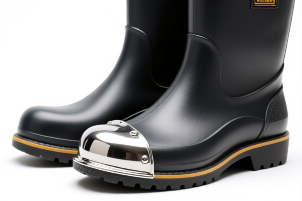 Industrial rubber or plastics footwear with metal toe