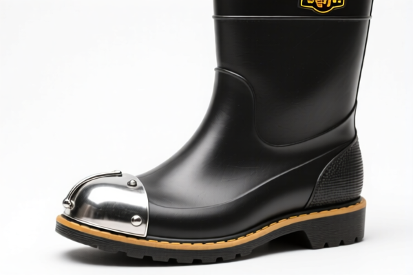 Industrial rubber or plastics footwear with metal toe