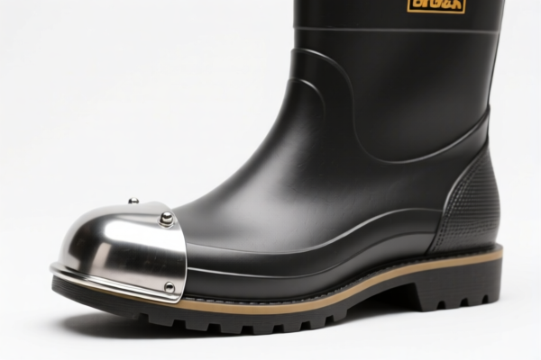 Industrial rubber or plastics footwear with metal toe