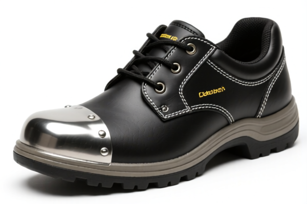 Lightweight rubber or plastics work shoes with metal toe