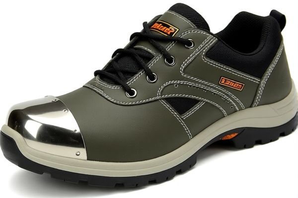 Lightweight rubber or plastics work shoes with metal toe