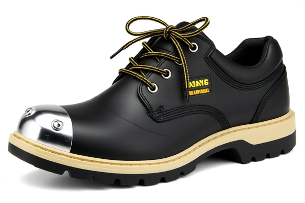 Waterproof rubber or plastics work shoes with metal toe