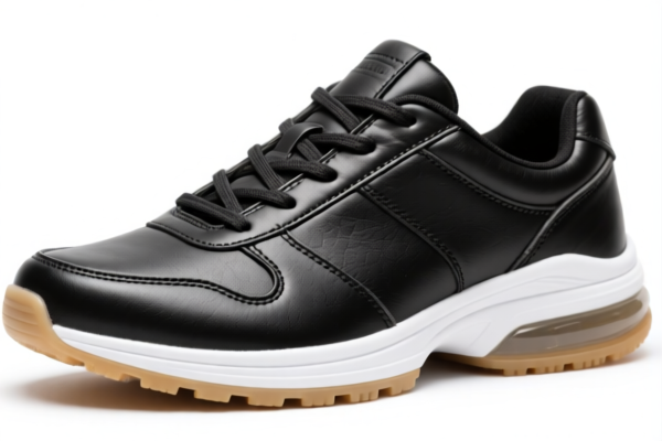 Leather upper plastic sole athletic footwear
