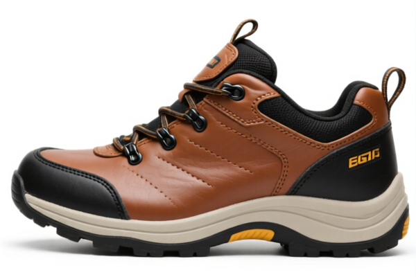 Leather upper plastic sole hiking footwear