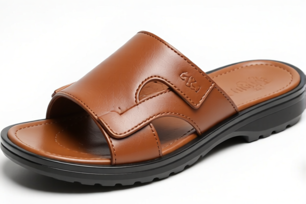 Leather upper plastic sole slippers