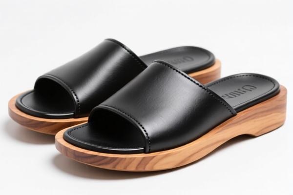 Rubber_Plastic_Leather Composite Wood Base Slippers
