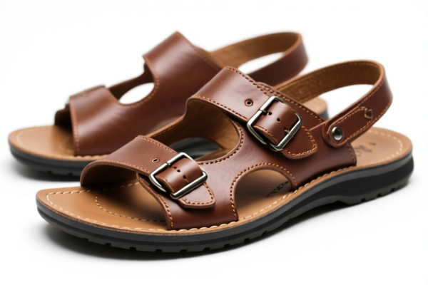 Men's Leather Sandals with Rubber Soles