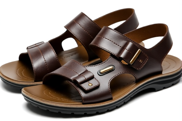 Men's Leather Sandals with Rubber Soles