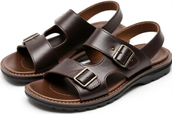 Men's Leather Sandals with Rubber Soles