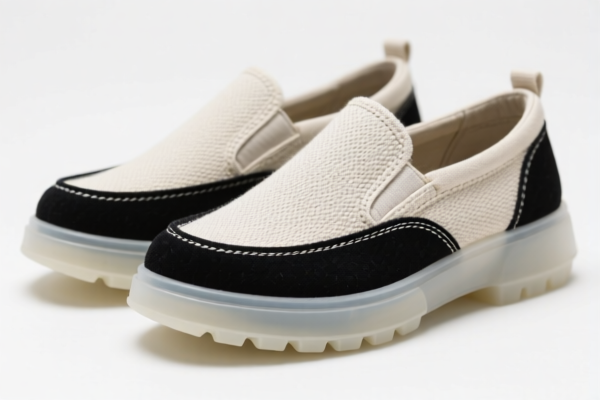 Shoes with Plastic Soles and Textile Uppers