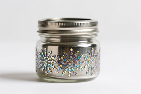 Metal Flecking Decorated Glass Jar