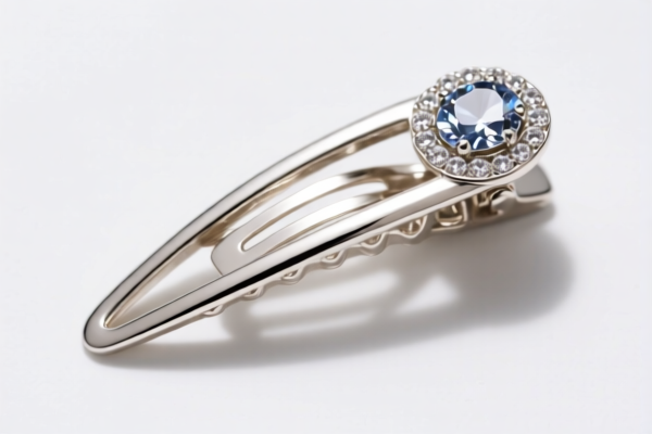Silver Hair Clip with Gemstone