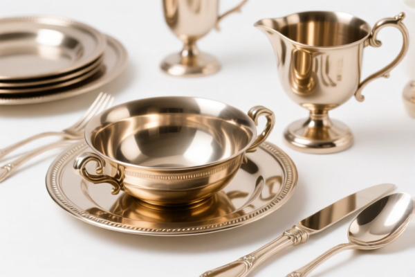 Metal clad with precious metal tableware