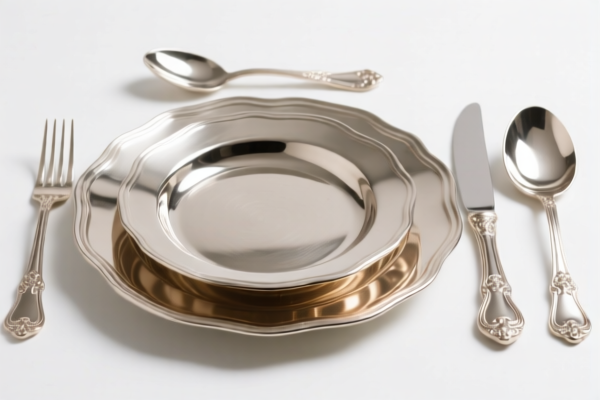 Metal clad with precious metal tableware