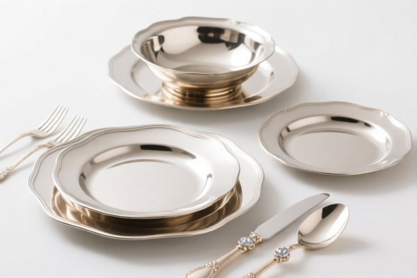 Metal clad with precious metal tableware