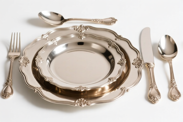 Metal clad with precious metal tableware