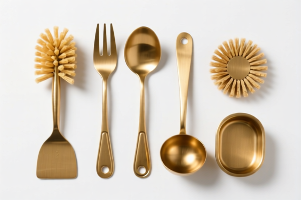 Brass Kitchen Cleaning Supplies Set