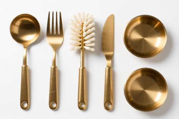 Brass Kitchen Cleaning Supplies Set