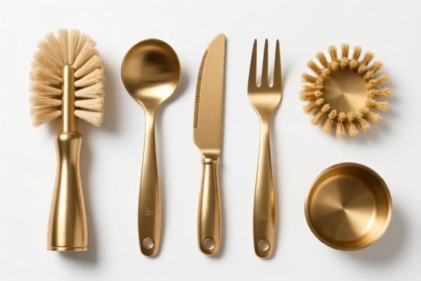 Brass Kitchen Cleaning Supplies Set