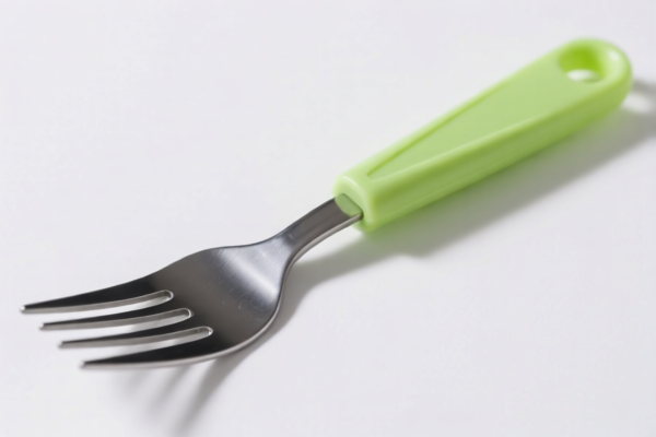 Household fork with plastic handle