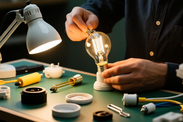 Parts for assembling electric lamps in glass envelopes