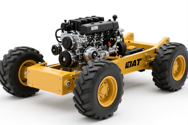 Mining vehicle chassis with engine