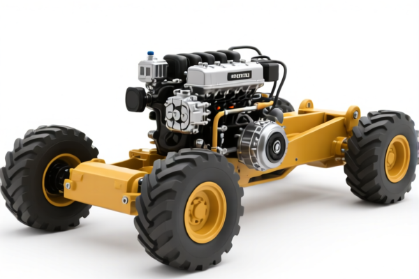 Mining vehicle chassis with engine