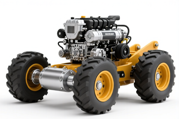 Mining vehicle chassis with engine