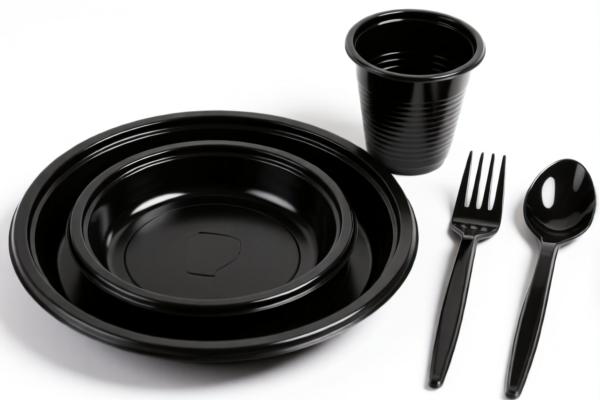 Black Plastic Tableware Set