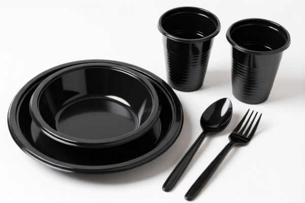 Black Plastic Tableware Set