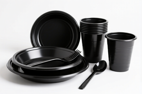 Black Plastic Tableware Set