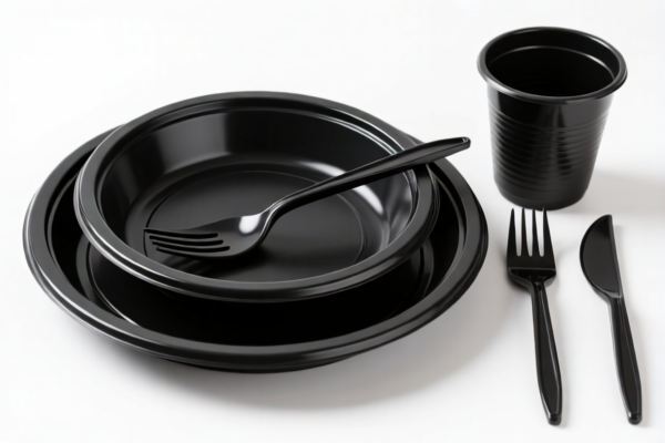 Black Plastic Tableware Set
